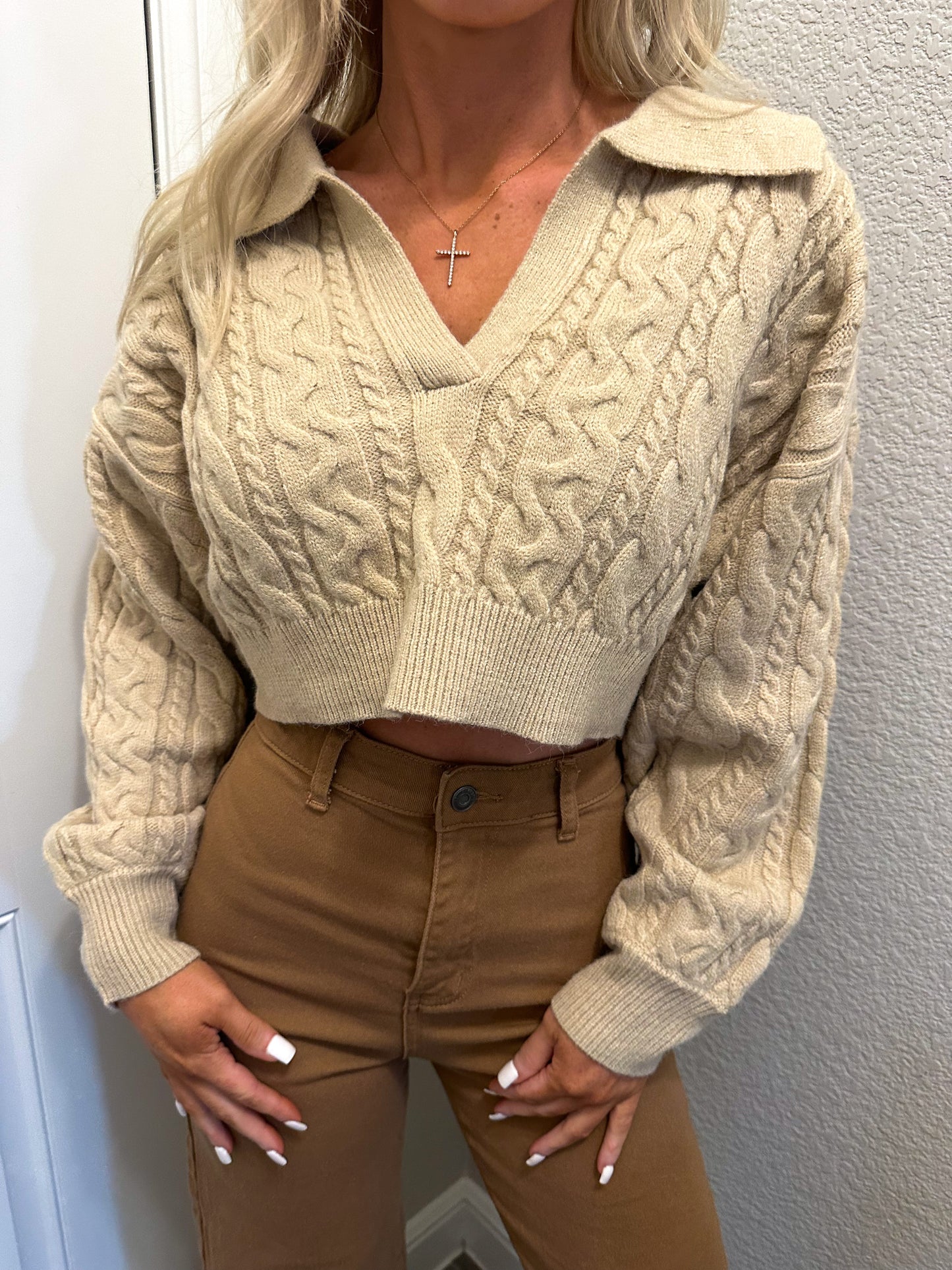 Cropped Taupe Sweater