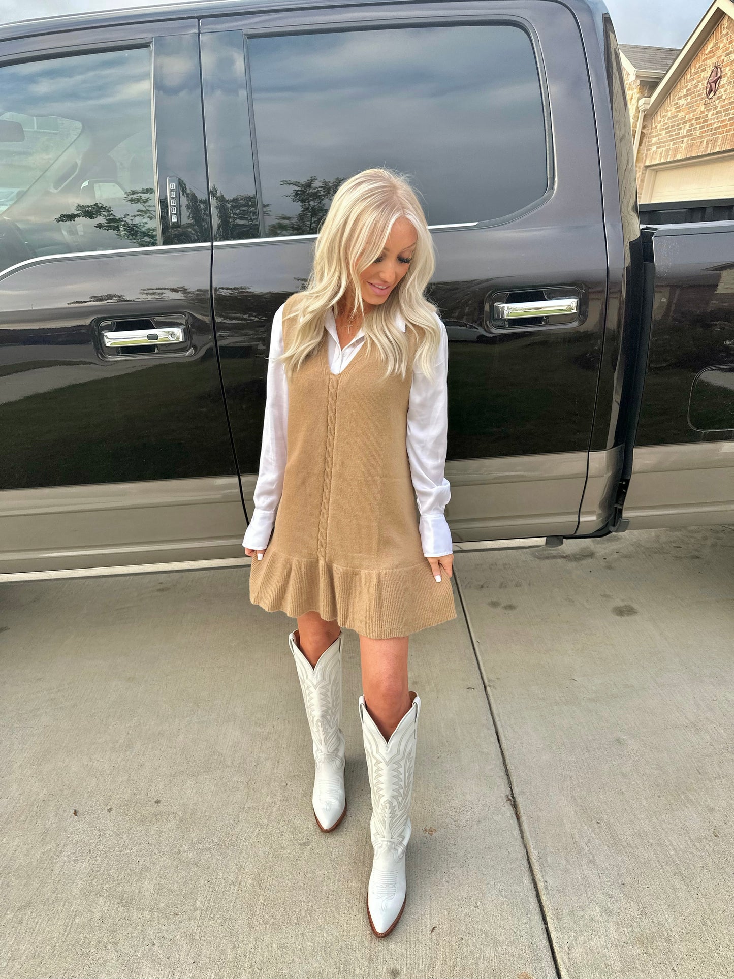 V Neck Sweater Dress