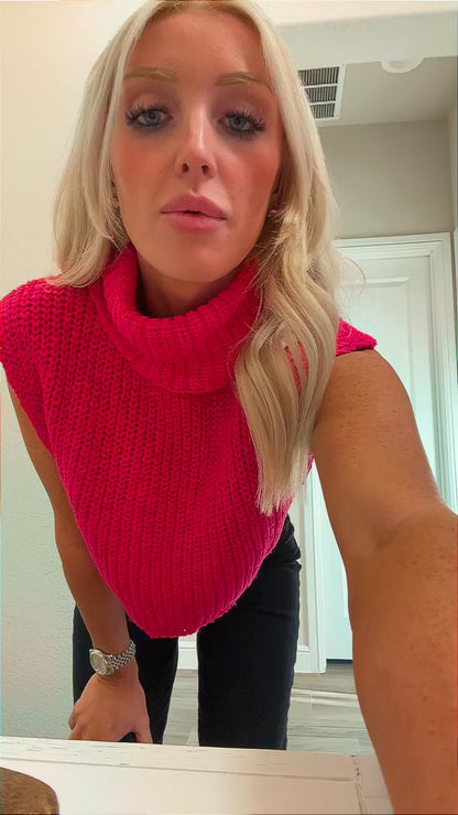 Pink Cropped Sweater Tank